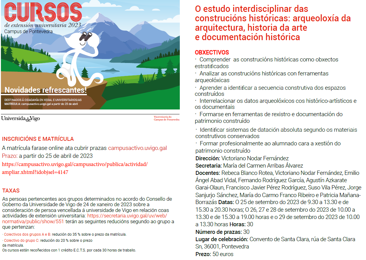 Seminario «O estudo interdisciplinar das construcións históricas: Arqueoloxía da Arquitectura, Historia da Arte e Documentación histórica»